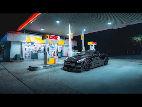 Black Nissan GT-R R35 Night Run with Raw Engine Sound in 4K